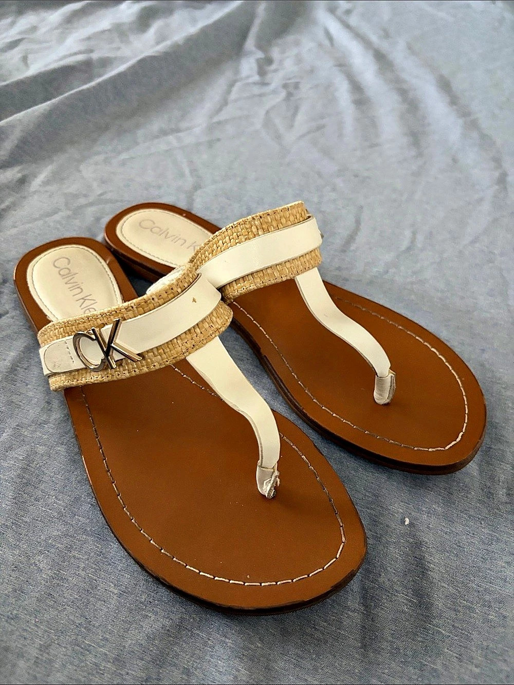 Calvin Klein Women's Strappy Sandals in Brown & Cream